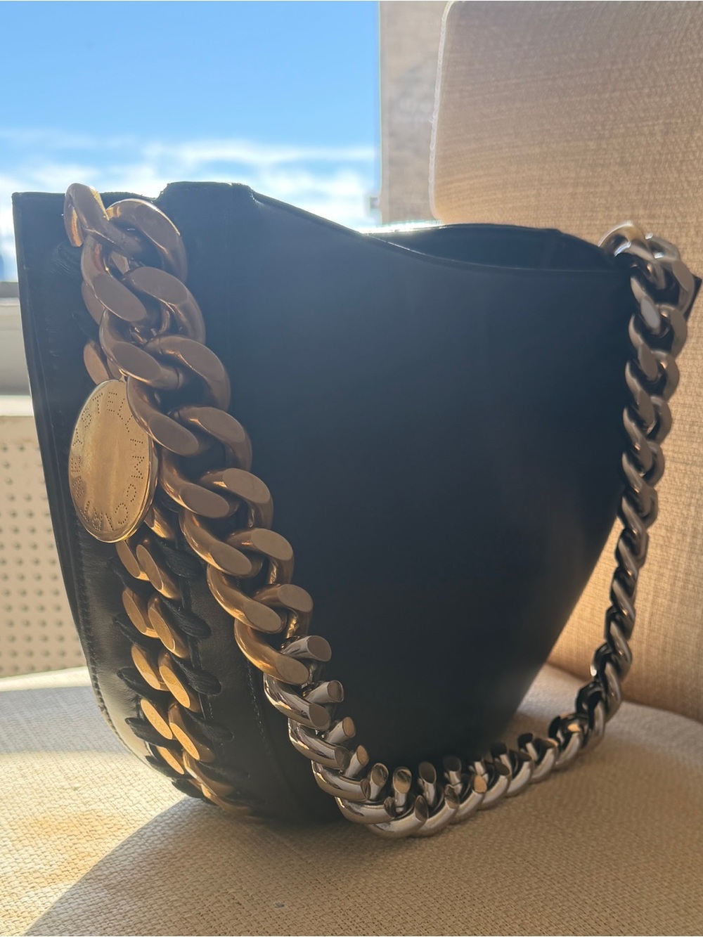 STELLA McCARTNEY Frayme Medium Shoulder Bag Black - Like New + Dust Bag & Authen